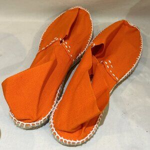 Cousu Main Orange Canvas Shoes Espadrilles Made in Spain Euro Size 35 Woman